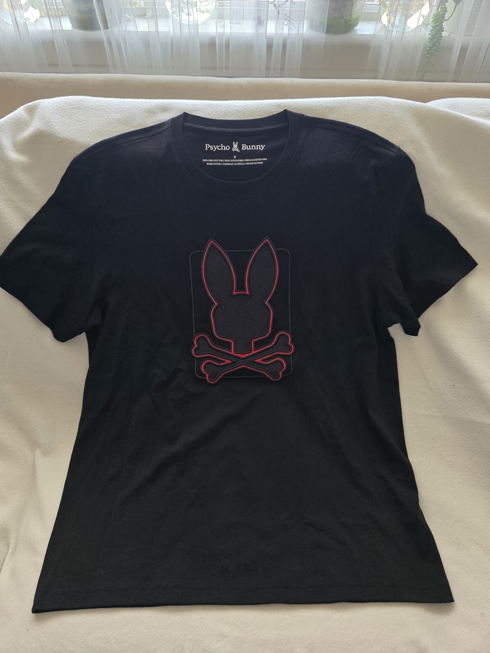 Psycho Bunny Pierce Embroidered Graphic Tee, Sz Large